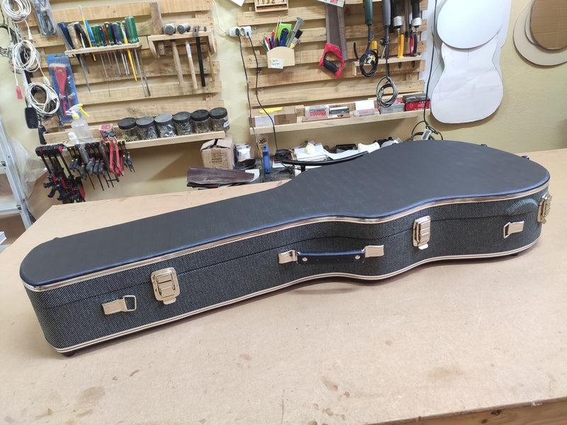 Case Violão 6 Cordas modelo Takamine Azul Linho com Pelúcia Cinza Chumbo