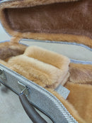 Case Cavaco Bi-Color Marrom Claro com Pelúcia Caramelo